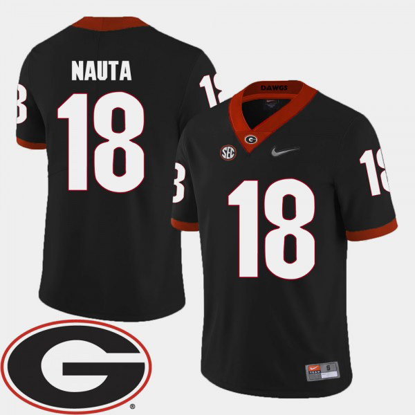 Men's #18 Isaac Nauta Georgia Bulldogs For College Football 2018 SEC Patch Jersey - Black
